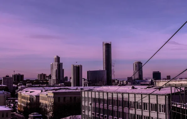 Winter, Purple, Ekaterinburg, Skyscrapers, Iset, Bastnaesite