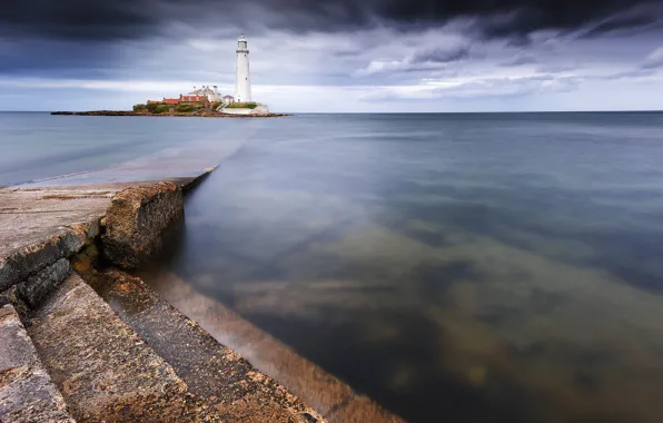 Sea, coast, lighthouse