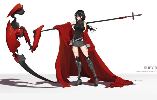 Picture girl, weapons, braid, RWBY