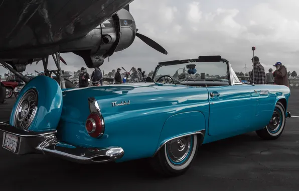 Retro, Ford, classic, the airfield, 1956, Thunderbird