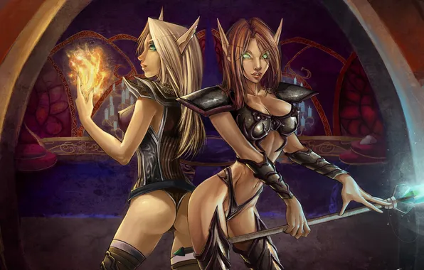 Picture fire, magic, art, rod, wow, world of warcraft, elf