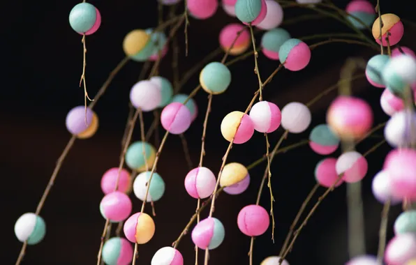 Balls, branches, Wallpaper, colorful