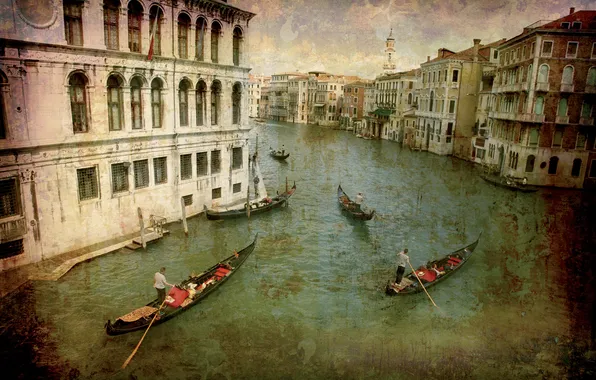 City, the city, Italy, Venice, channel, vintage, Italy, gondola
