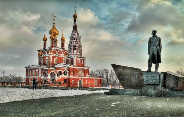 Winter, monument, Church, temple, Russia, Boris Busygin, Epiphany Cathedral, Kurgan