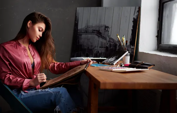 Look, girl, pose, photo, hair, beautiful, brush, draws