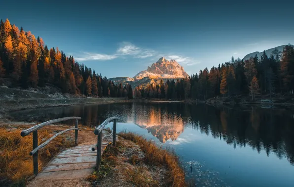 Picture frost, autumn, landscape, mountains, nature, lake, Alps, Italy