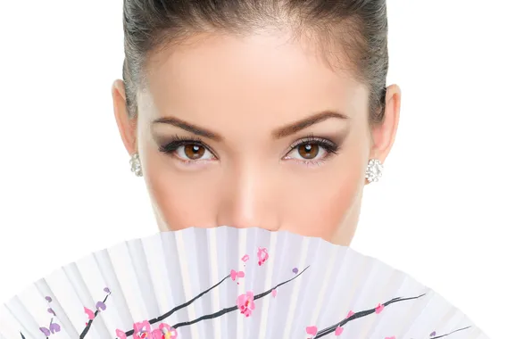 Look, girl, face, background, earrings, fan