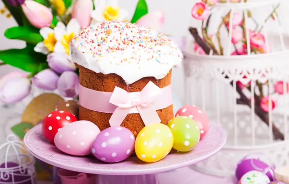Eggs, Easter, tulips, cake, cake, cakes, tulips, glaze