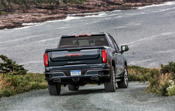 The descent, back, pickup, GMC, Denali, Sierra, 2019