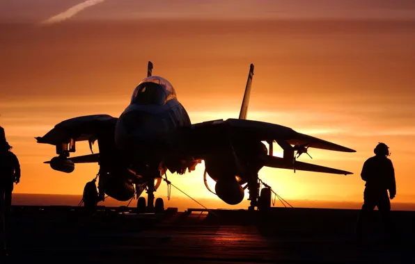 The plane, silhouette, Grumman, the fourth generation, beautiful background, fighter interceptor, F-14-Tomcat, double jet