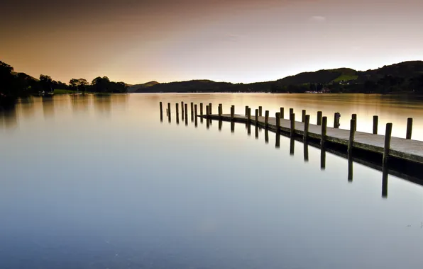 Landscape, bridge, lake
