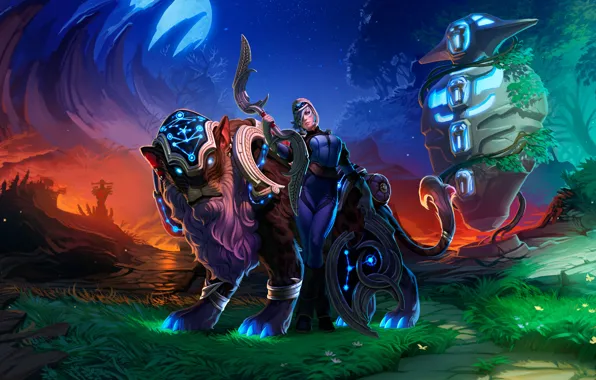 The moon, Panther, Color, Dota 2, DotA 2, the best DotA character, Luna the moonrider
