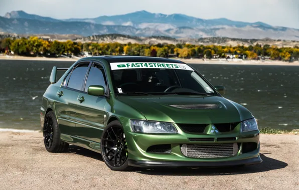 Mitsubishi, Evolution, Green, Lancer Evolution, Lancer Evo