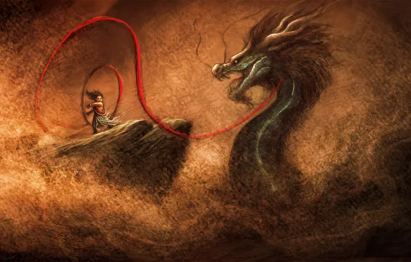 Dragon, people, the fight