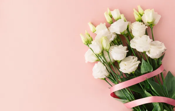Picture background, bouquet, tape, pink, white, eustoma