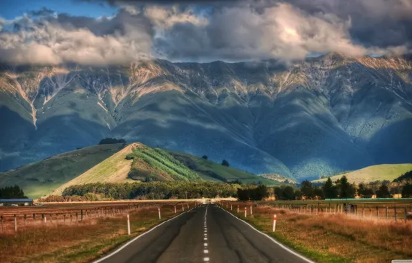 Picture clouds, mountains, beauty, New Zealand, highway, New Zealand, cloud, mountain