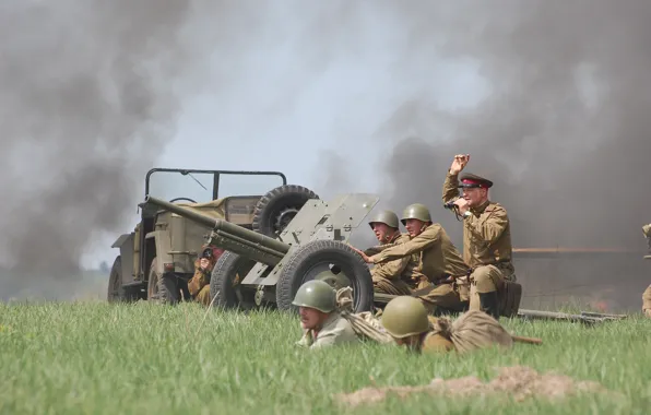 Soldiers, Weapons, gun, military historical reconstruction.