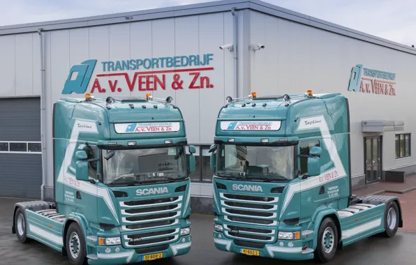 Two, tractor, Scania, R450