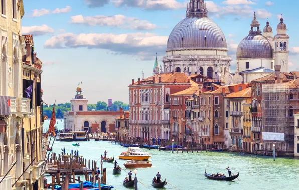 City, the city, Italy, Venice, channel, Italy, panorama, gondola