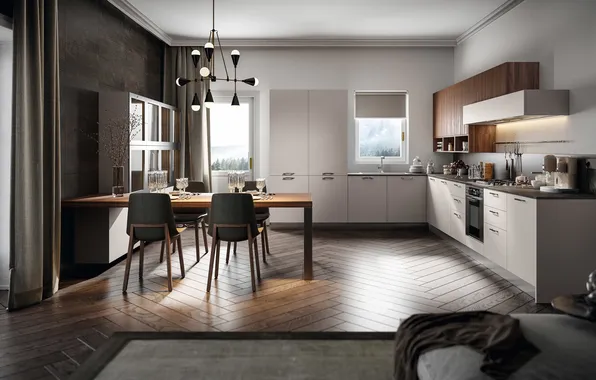 Style, Villa, interior, Italy, kitchen, dining room, dining area, Italian design