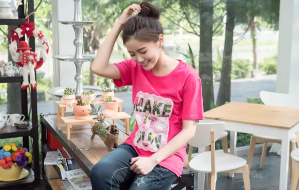 Girl, face, smile, style, hair