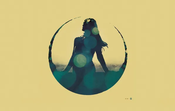 Picture Girl, round, silhouette, album cover, minimalistic.