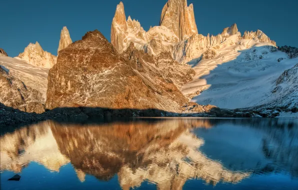 Picture mountains, lake, reflection