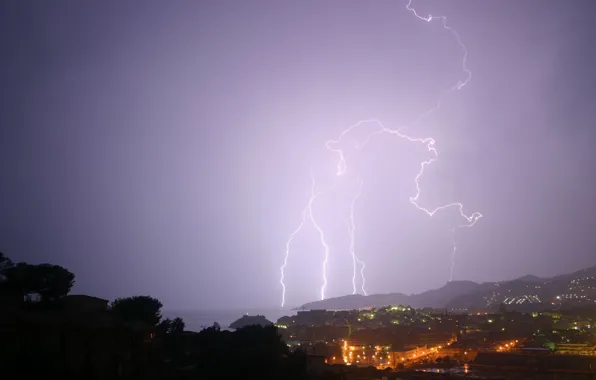 The city, lights, the ocean, zipper, Nature