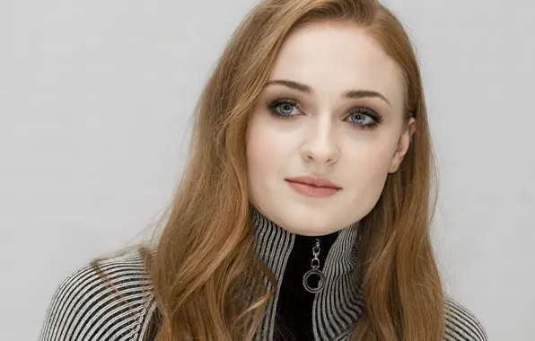 Picture face, actress, red, Sophie Turner, Sophie Turner