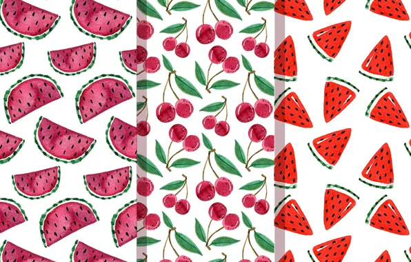 Summer, background, texture, watermelon, fruit, patterns, fruit, watercolor