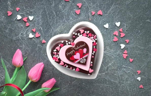 Heart, bouquet, hearts, cake, Valentine's Day, Anya Ivanova