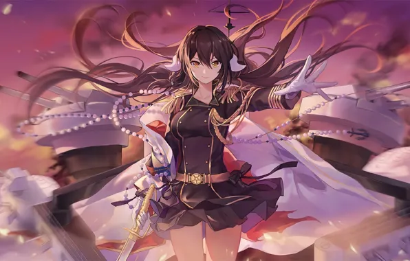 Picture girl, weapons, anime, Azur Lane