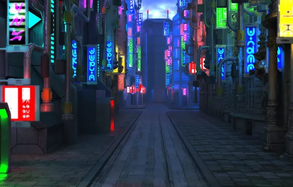 Picture street, the sidewalk, Blade Runner Future City