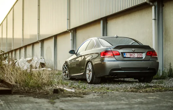 BMW, BMW, silver, wheels, silver, rear, E92