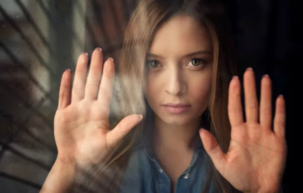 Picture look, glass, girl, palm, Alina