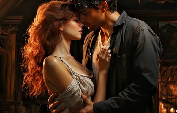 Look, girl, light, love, passion, kiss, hugs, pair