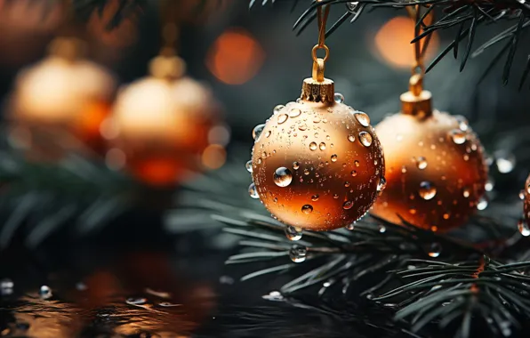 Balls, Christmas, New year, orange, Christmas decorations, Christmas decorations, AI art, neural network