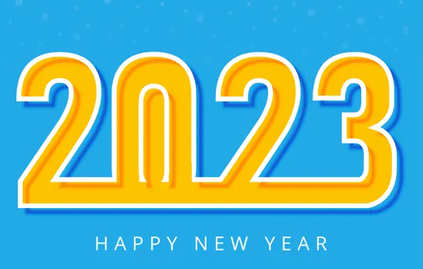 Wallpaper yellow, date, figures, contour, blue background, 2023, the inscription, new year