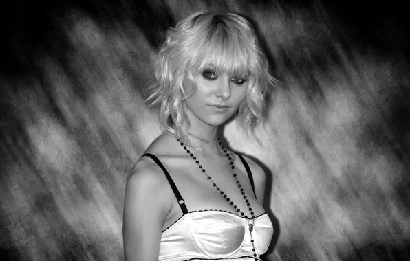 Look, model, singer, Taylor Momsen, Taylor Momsen, black and white, guitarist, Taylor Michel Momsen