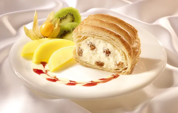 Picture food, kiwi, muffin, dessert, cakes, cheese, raisins, roll