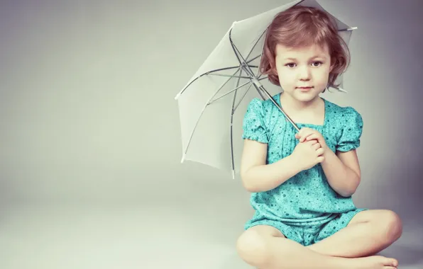 Pose, background, umbrella, girl, child