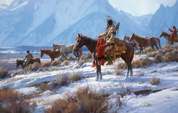 Picture winter, mountain, snow, mammal, native american, cold temperature