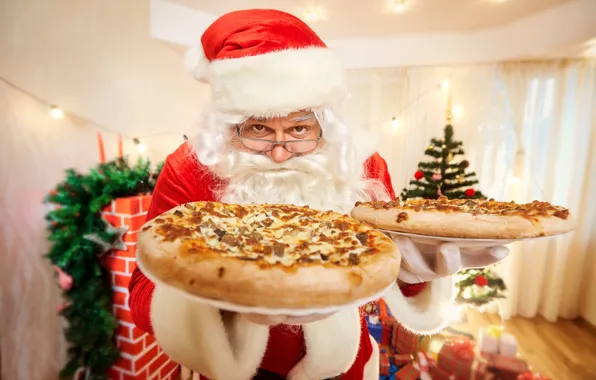 Holiday, new year, Christmas, pizza, cakes