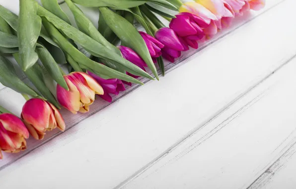 Picture flowers, colorful, tulips, pink, wood, pink, flowers, tulips