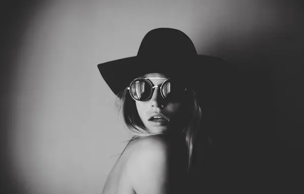 Portrait, hat, glasses, Annie McGinty