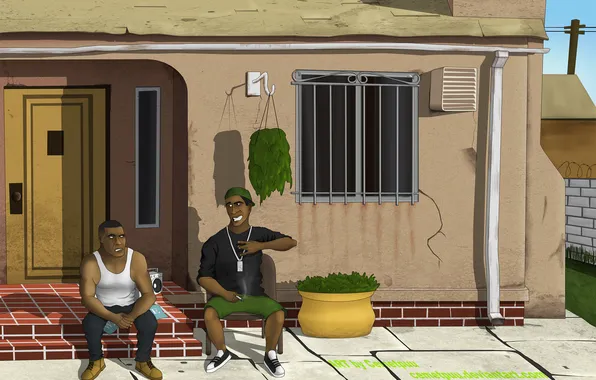 Art, GTA V, Franklin, Lamar, Franklin and Lamar