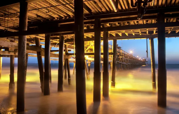 Sea, landscape, bridge, support