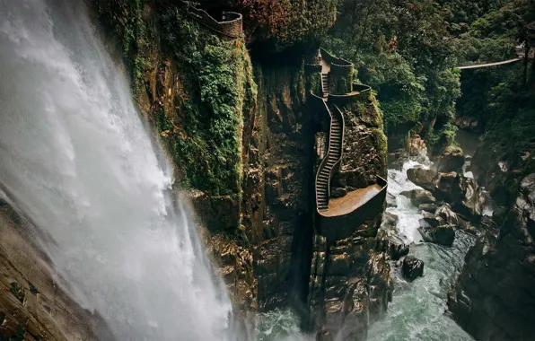 Mountains, nature, rocks, Andes, amazing power, Agoyan, Route of the Waterfalls, El Pailón del Diablo …