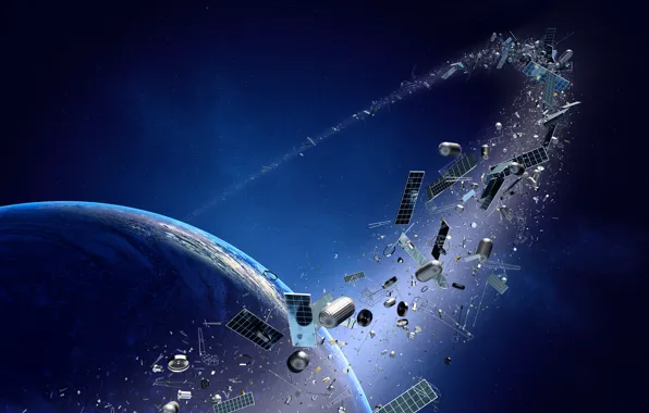 Picture metal, planet, technology, space junk