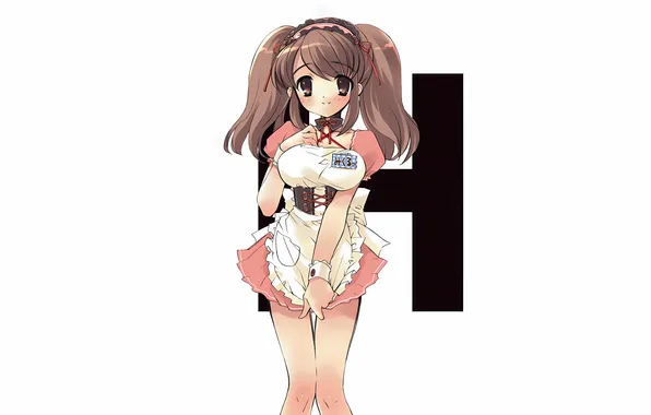 Girl, sexy, long hair, dress, brown hair, brown eyes, boobs, anime